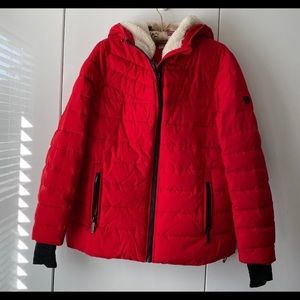 Michael Kors Red Hooded Puffer Coat (L)